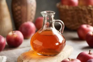 ظرف شیشه ای حاوی سرکه سیب