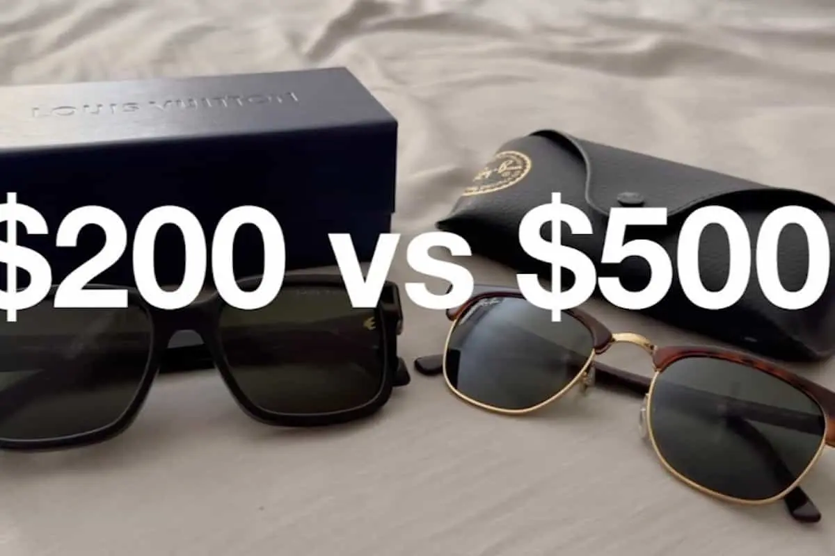 تصویری از عینک آفتابی برند ریبن و لویی ویتون در کنار هم و مقایسه آنها