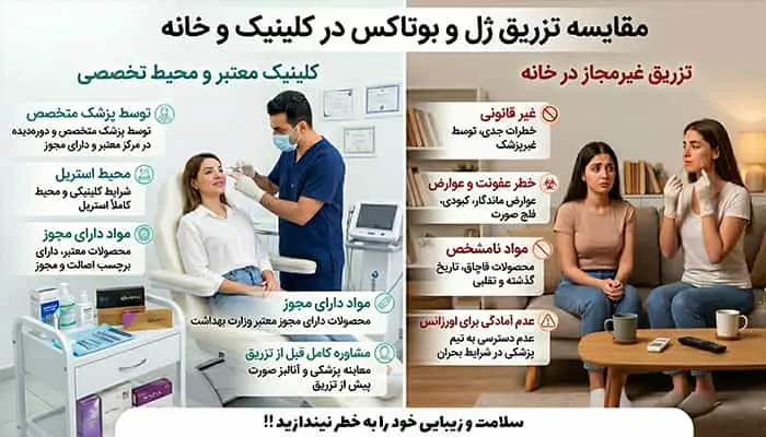 مقایسه تزریق در کلینیک معتبر و محیط خانه