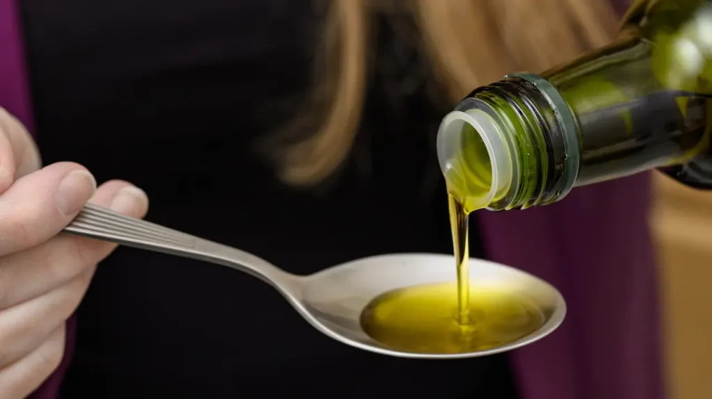 روغن زیتون در قاشق